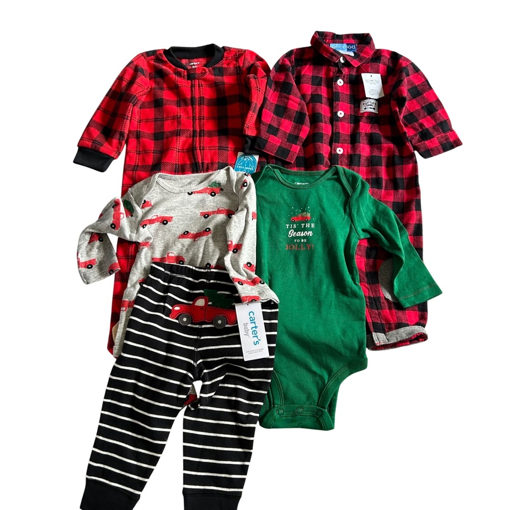 Goodlad & Carter's Baby Boy Size 9 Months Red One Piece & Pajamas Bundle Lot